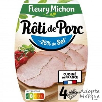 Fleury Michon Rôti de Porc cuit -25% de Sel en moins La barquette de 4 tranches - 160G