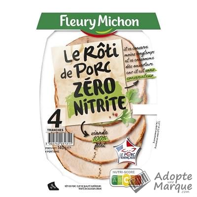 Fleury Michon Rôti de Porc Zéro Nitrite La barquette de 4 tranches - 140G