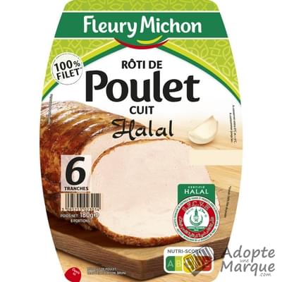 Fleury Michon Rôti de Poulet cuit Halal La barquette de 6 tranches - 180G