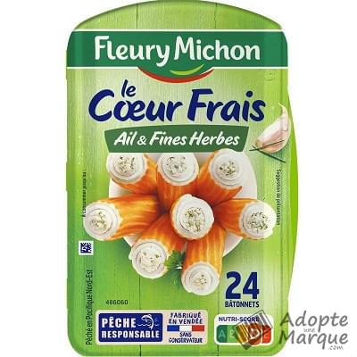 Fleury Michon Surimi le Cœur Frais Fromage, Ail & fines Herbes Les 24 bâtonnets - 384G