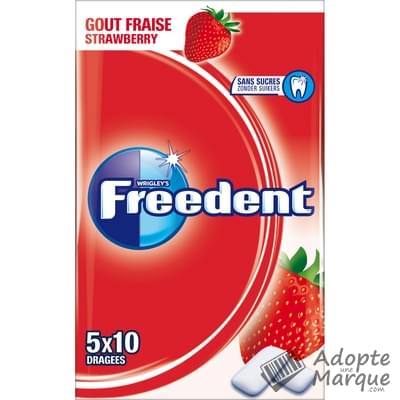 Freedent Dragées - Chewing-gum sans sucre au goût Fraise Les 5 boîtes de 10 dragées - 70G