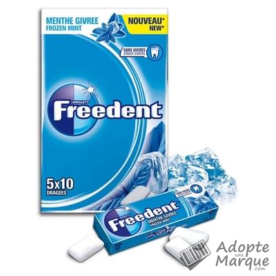 Freedent Dragées - Chewing-gum sans sucre au gout Menthe Givrée Les 5 boîtes de 10 dragées - 70G