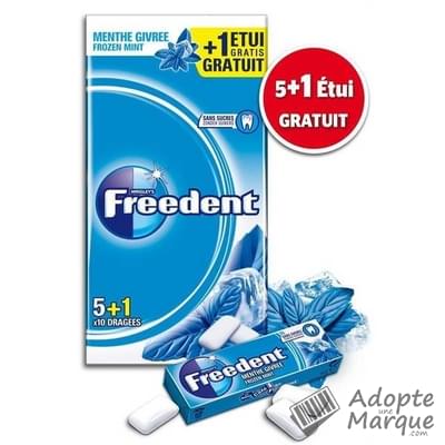 Freedent Dragées - Chewing-gum sans sucre au gout Menthe Givrée Les 6 boîtes de 10 dragées - 84G