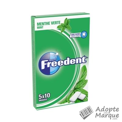 Freedent Dragées - Chewing-gum sans sucre au goût Menthe Verte Les 5 boîtes de 10 dragées - 70G