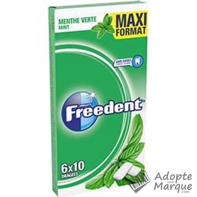 Freedent Dragées - Chewing-gum sans sucre au goût Menthe Verte Les 6 boîtes de 10 dragées - 84G