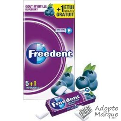 Freedent Dragées - Chewing-gum sans sucre au goût Myrtille Les 6 boîtes de 10 dragées - 84G