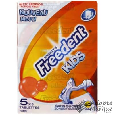 Freedent Freedent Kids - Sticks - Chewing-gum sans sucre au goût Tropical Les 5 boîtes de 5 sticks - 65G