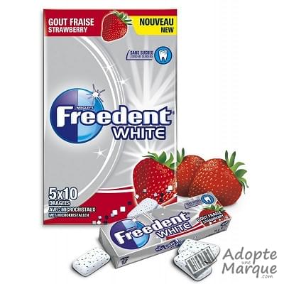 Freedent Freedent White - Dragées - Chewing-gum sans sucre au goût Fraise Les 5 boîtes de 10 dragées - 70G