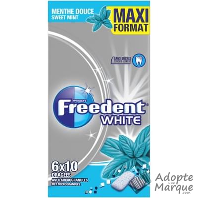 Freedent Freedent White - Dragées - Chewing-gum sans sucre au goût Menthe douce Les 6 boîtes de 10 dragées - 84G
