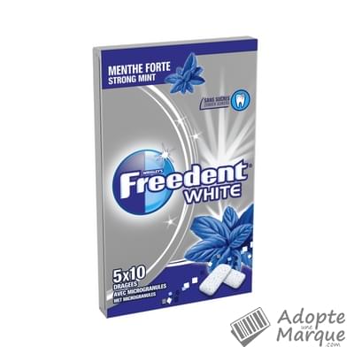 Freedent Freedent White - Dragées - Chewing-gum sans sucre au goût Menthe forte Les 5 boîtes de 10 dragées - 70G