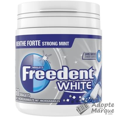 Freedent Freedent White - Dragées - Chewing-gum sans sucre au goût Menthe forte La boîte de 60 dragées - 84G