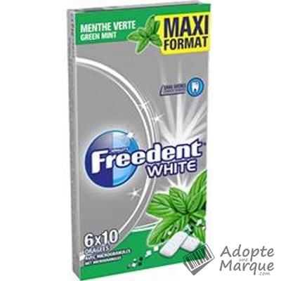 Freedent Freedent White - Dragées - Chewing-gum sans sucre au goût Menthe Verte Les 6 boîtes de 10 dragées - 84G
