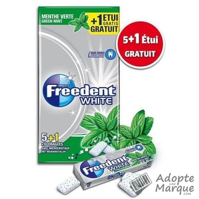 Freedent Freedent White - Dragées - Chewing-gum sans sucre au goût Menthe Verte Les 6 boîtes de 10 dragées - 84G