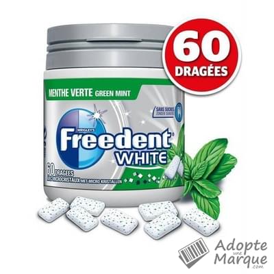 Freedent Freedent White - Dragées - Chewing-gum sans sucre au goût Menthe Verte La boîte de 60 dragées - 84G