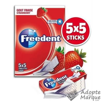 Freedent Sticks - Chewing-gum sans sucre au goût Fraise Les 5 boîtes de 5 sticks - 65G