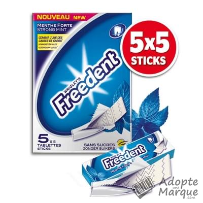 Freedent Sticks - Chewing-gum sans sucre au goût Menthe forte Les 5 boîtes de 5 sticks - 65G