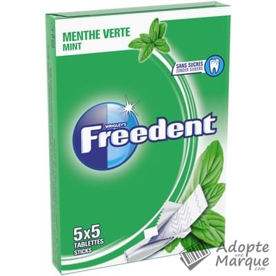 Freedent Sticks - Chewing-gum sans sucre au goût Menthe Verte Les 5 boîtes de 5 sticks - 65G