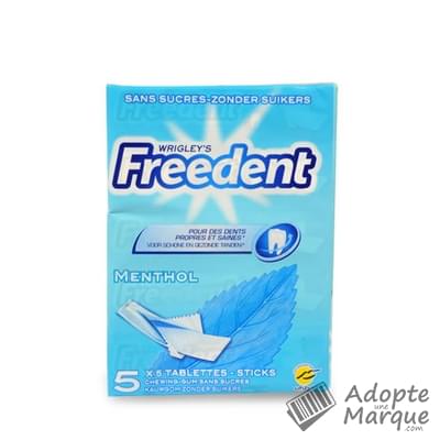 Freedent Sticks - Chewing-gum sans sucre au goût Menthol Les 5 boîtes de 5 sticks - 65G