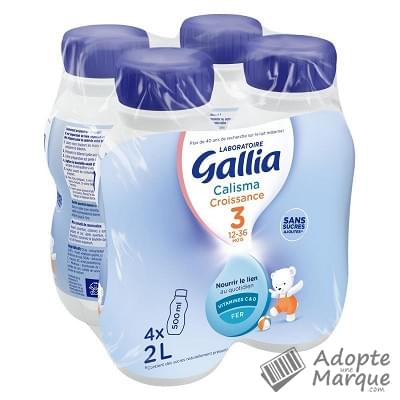 Gallia Calisma Croissance - Lait de croissance liquide (à partir de 12 mois) Les 4 bouteilles de 500ML