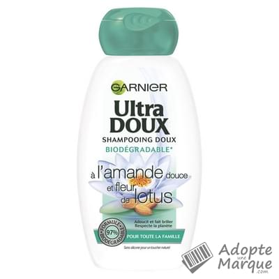 Garnier Ultra DOUX - Shampooing doux à l'Amande douce & Fleur de Lotus Le flacon de 250ML