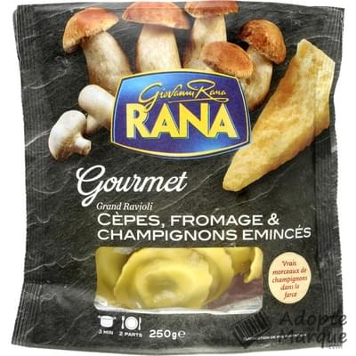 Giovanni Rana Gourmet Grand Ravioli : Cèpes, Fromage & Champignons Emincés Le sachet de 250G