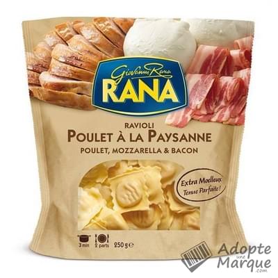 Giovanni Rana Ravioli Poulet à la Paysanne (Poulet, Mozzarella & Bacon) Le sachet de 250G