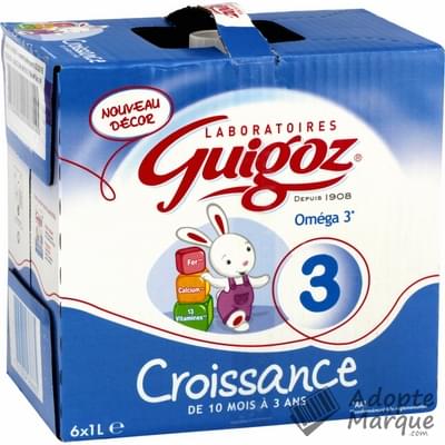 Guigoz Lait de Croissance Liquide 3ème âge (jusqu'à 36 mois) Les 6 bouteilles de 1L