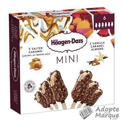 Häagen-Dazs Mini Bâtonnets Salted Caramel & Vanilla Caramel Almond Les 6 bâtonnets - 240ML
