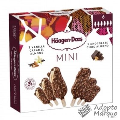 Häagen-Dazs Mini Bâtonnets Vanilla Caramel Almond & Chocolate Choc Almond Les 6 bâtonnets - 240ML