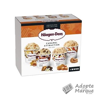 Häagen-Dazs MiniCups - Crème glacée Caramel Attraction Les 4 pots de 95ML