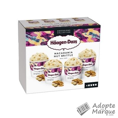 Häagen-Dazs MiniCups - Crème glacée Macadamia Nut Brittle Les 4 pots de 95ML
