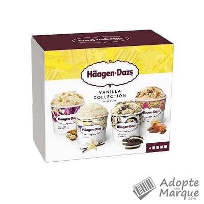Häagen-Dazs MiniCups - Crème glacée Vanilla Collection Les 4 pots de 95ML
