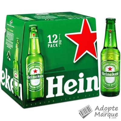 Heineken Bière blonde - 5,0% vol. Les 12 bouteilles de 33CL