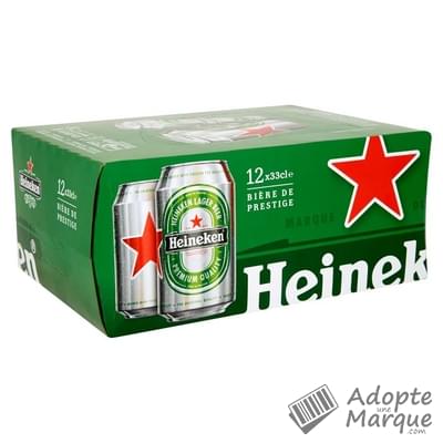 Heineken Bière blonde - 5,0% vol. Les 12 canettes de 33CL