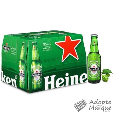 Heineken Bière blonde - 5,0% vol. Les 20 bouteilles de 25CL