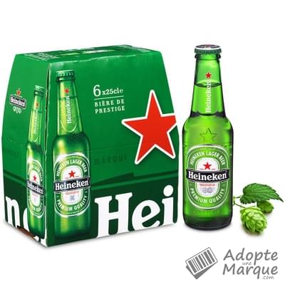 Heineken Bière blonde - 5,0% vol. Les 6 bouteilles de 25CL