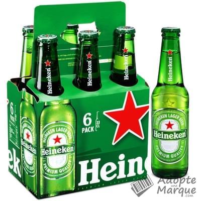 Heineken Bière blonde - 5,0% vol. Les 6 bouteilles de 33CL