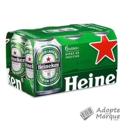 Heineken Bière blonde - 5,0% vol. Les 6 canettes de 33CL