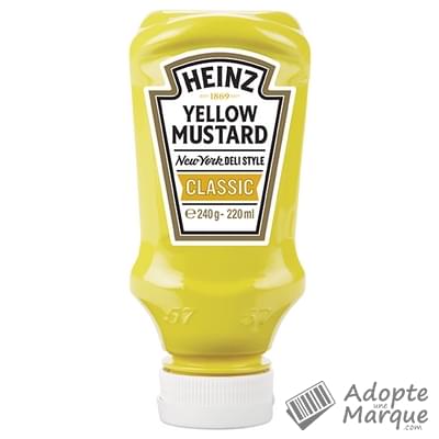 Heinz Moutarde Yellow Mustard Classic Le flacon Top Down de 240G