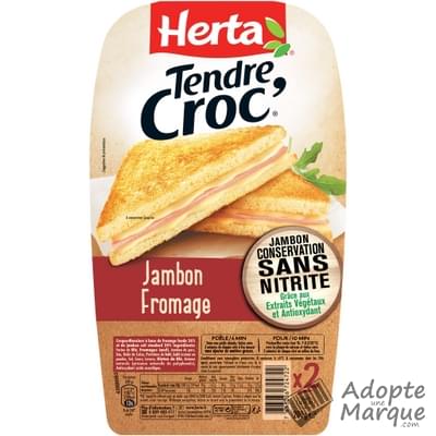 Herta Tendre Croc' - Croque monsieur Jambon Fromage Conservation sans Nitrite La barquette de 2 croques - 200G