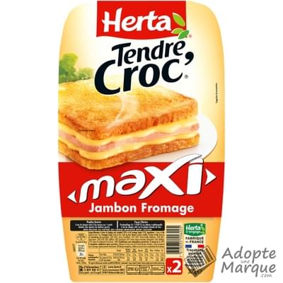 Herta Tendre Croc' - Croque monsieur Maxi Jambon Fromage La barquette de 2 croques - 300G