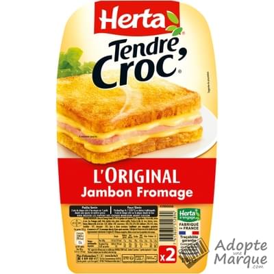 Herta Tendre Croc' - Croque monsieur L'Original Jambon Fromage La barquette de 2 croques - 210G