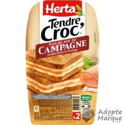 Herta Tendre Croc' - Croque monsieur Pain Campagne La barquette de 2 croques - 210G