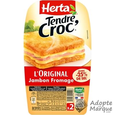 Herta Tendre Croque - Croque monsieur -25% de Sel en moins La barquette de 2 croques - 200G