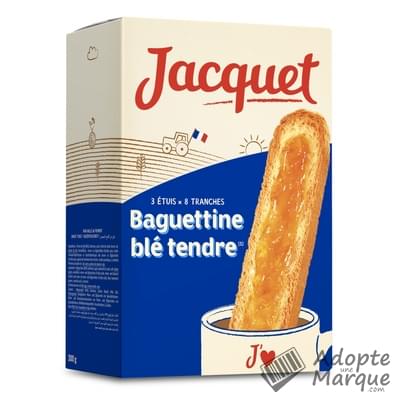 Jacquet Biscottes Baguettine au Blé Tendre Les 3 étuis de 8 biscottes - 300G