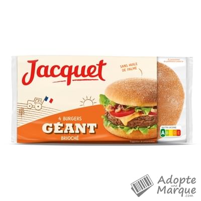 Jacquet Pains à Hamburger - Géant Burger Brioché Les 4 pains - 300G