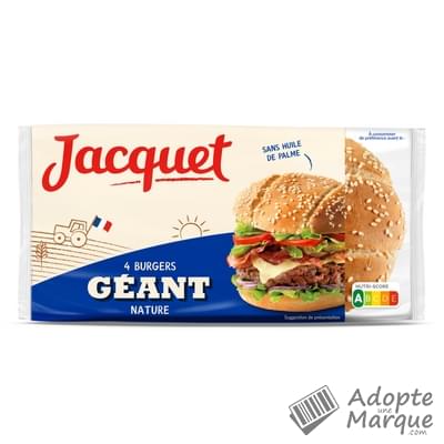 Jacquet Pains à Hamburger - Géant Burger Nature Les 4 pains - 330G