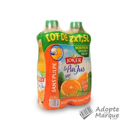Joker Le Pur Jus - Jus d'Orange sans pulpe "Les 2 bouteilles de 1,5L"