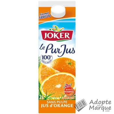 Joker Le Pur Jus - Jus d'Orange sans pulpe La brique de 2L