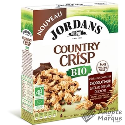 Jordans Country Crisp Bio Chocolat Noir & Eclats de fèves de Cacao La boîte de 400G